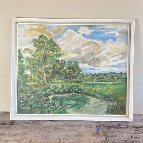 Vintage mid century framed oil - mid,