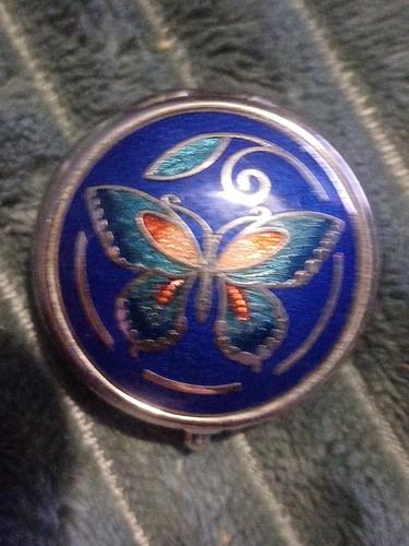 Vintage enamel pill box - vintage, round