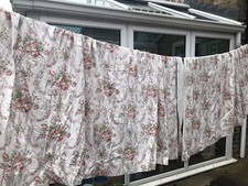 Pair Vintage 1990 Shabby Chic Curtains California Mill & Pinewood W100” D58” (A)