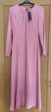M&S Pink Satin Midi Tea Dress UK 6/8/10/14 Reg