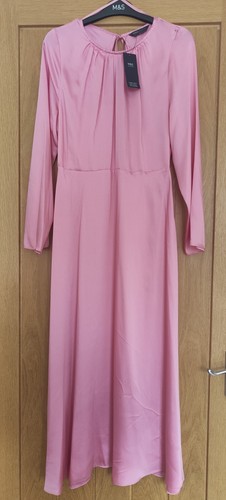 Pink satin midi tea - midi, dress