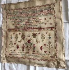 Antique Georgian Sampler 1822 Dorothy Anderson In Praise of her Parents 17x17”