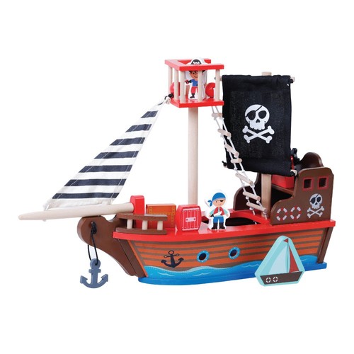 Wooden pirate ship - wooden, accessories