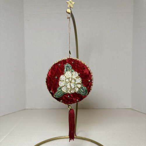 Vtg red velvet embroidered - velvet,