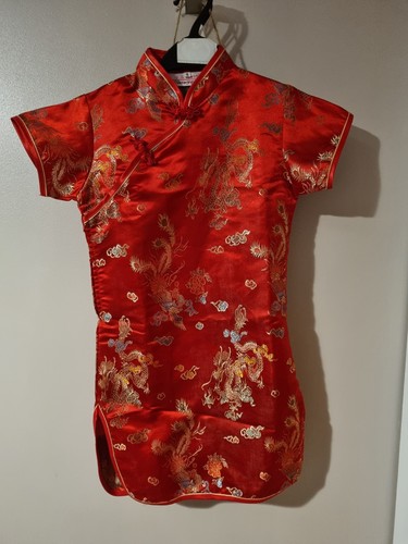 Girls red chinese cheongsam - chinese,