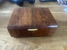 VINTAGE EDWARDIAN WOODEN OAK STORAGE BOX TREEN CIGAR BOX