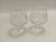 Pair of Royal Doulton Cut Glass Brandy Snifters Balloon Glasses 12cm Vintage