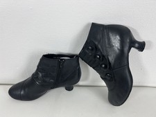 Hush Puppies Black Leather Side Zip & Button Steam Punk Victorian Ankle Boots 5