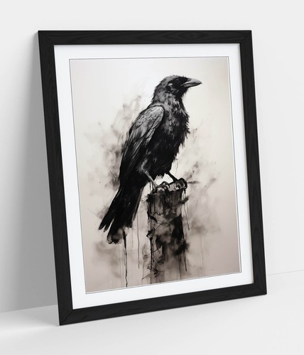 Charcoal style raven - charcoal, crow
