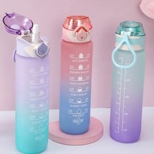 1 Litre Sports Water Bottle Gym Travel Drinking Leakproof Bottle With Straw 