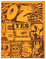 OZ Magazine No 11. April 1968 Dayglo Martin Sharp sticker cover Orange Variant