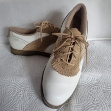 ETONIC LADIES GOLF SHOES SIZE UK 6 White Taupe Lace Up Unisex