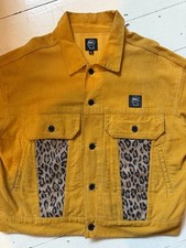 BRAIN DEAD Corduroy Leopard Contrast Trucker Jacket /Mustard /  Size Large, Men