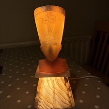Vintage Nefertiti Carved onyx Table/Desk Lamp 27cm Tall 