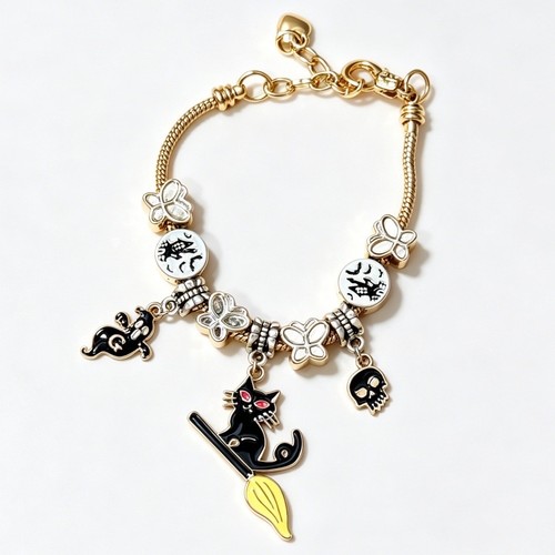 Halloween charm bracelet black - halloween,