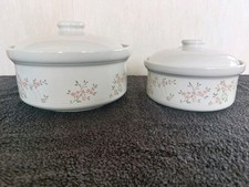 Two Vintage Simpsons Ovenstone Cookware 'Rose Trellis' Casserole Pots With Lids