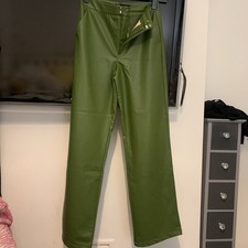 Women’s Green Faux Leather Trousers By Zara Size 10-12