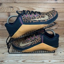 Nike Trainers Womens Size UK 8 Metcon 6 Black Leopard Print Crossfit Gym Hyrox