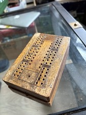 Antique wooden cribbage board - antique,