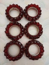 Pier 1 Napkin Rings Deep Red Glass Beads Set Of 6