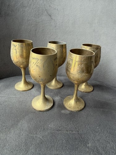 Vintage brass wine goblets - brass,