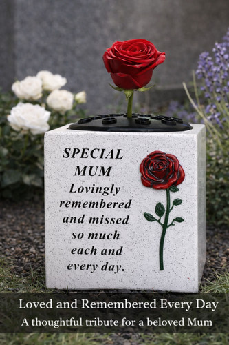 Mum memorial grave - mum, vase