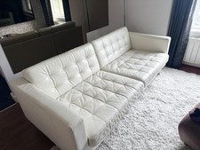 Stylish IKEA KARLSTAD / LANDSKRONA / MORABO White 3 Seater Leather Sofa RRP £799