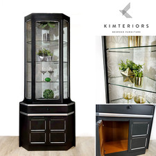 Nathan Black and Silver Corner Display Drinks Cabinet