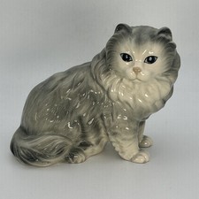 Vintage Coopercraft Porcelain Large Grey Cat Figurine  MCM Mid Century design
