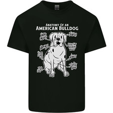 American Bulldog Anatomy Funny Dog Mens Cotton T-Shirt Tee Top