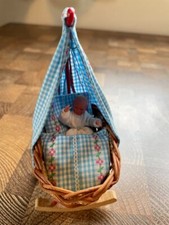 Rocking Crib with Baby Vintage Lundby Barton Caroline's  Dolls House 1:16