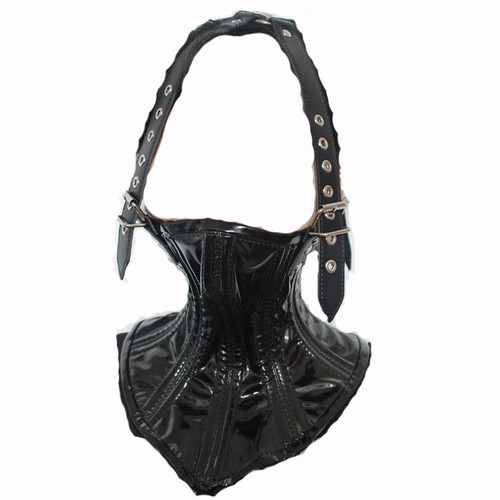 Patent leather head hood - hood, mask
