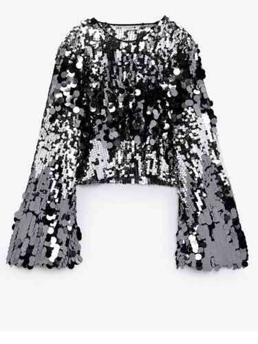 New zara silver sequin cropped - new,