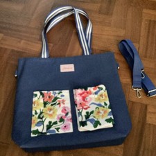 Joules Spa Weekend Bag Hold-all Shopping Work Travel Floral Blue Cotton New