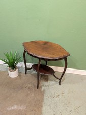 Antique Pie Crust Side Table Scalloped Edge Wine And Bow Leg Shield