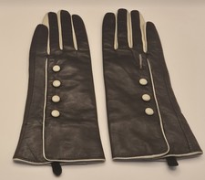 Pia Rossini Brown And Beige Leather Gloves - Size M