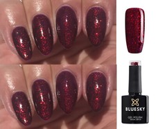 BLUESKY GEL NAIL POLISH RUBY RITZ RED GLITTER CHRISTMAS 80545 LED UV SOAK OFF
