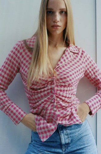 Zara ruched gingham plaid - zara,