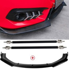 Gloss Front Bumper Lip Spoiler Splitter Kit/ Strut Rods For Seat Leon MK2 MK3 5F