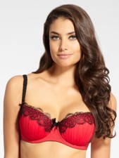 Bnwt La Senza Bra 32B 32D 32F 32FF 34A 34F 36D 38B 38F Red Chiffon Black Lace