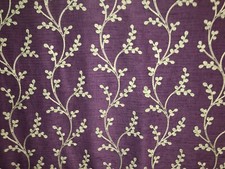 PURPLE EMBROIDERED CURTAIN FABRIC 2.11m Voyage SEVATI IRIS Crewel Work