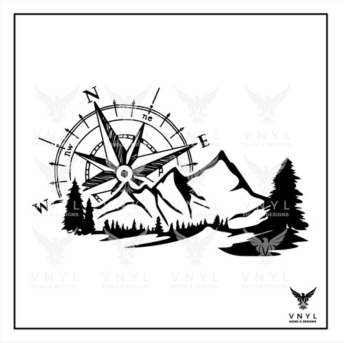 Camper van compass decals - van,