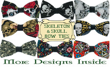 Skeleton Skull Pre-Tied Bow Tie Prom Bowtie Dickie Wedding Graduation Halloween
