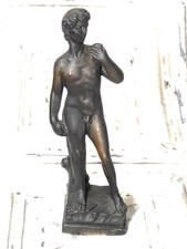 King David Michelangelo Nude Male Greek Statue Sculpture Cast Plaster Bronzed