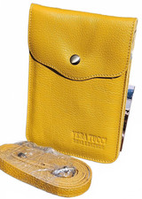 Rita Cross Body Small Leather Bag - Designer Phone Pouch 12cmx17cm Mustard