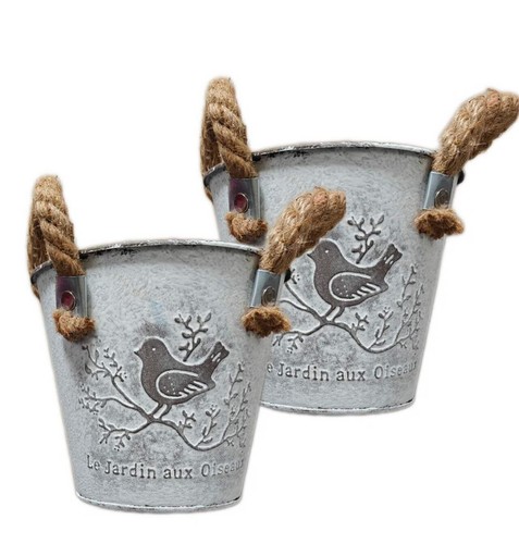 Set round tin planter pot - set,