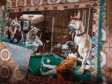Vintage Dogs Playing Pool