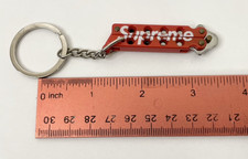 NEW Supreme Metal Tag Keychain w/ Flip[ Knife Red Silver Logo Men's Clothing