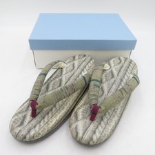 Japanese sandals zori sweater pattern Gray made in Japan US6 Women's