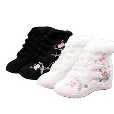 Women Chinese Traditional Shoes Polyester Fleece Lining Hanfu Han Clothing Boots